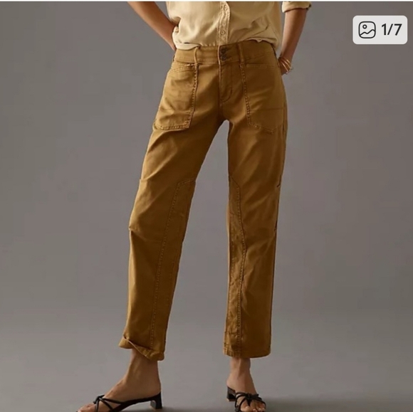 New Anthropologie Pilcro The Wanderer  Low Rise Pants Sz 25 Khaki/Sand - Picture 2 of 16